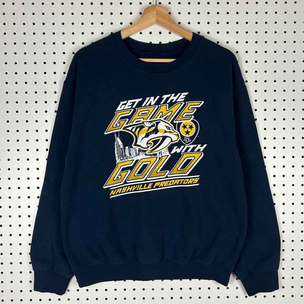 Nashville Predators NHL Sweatshirt Small Navy Blue Get In The Game Vintage Y2K